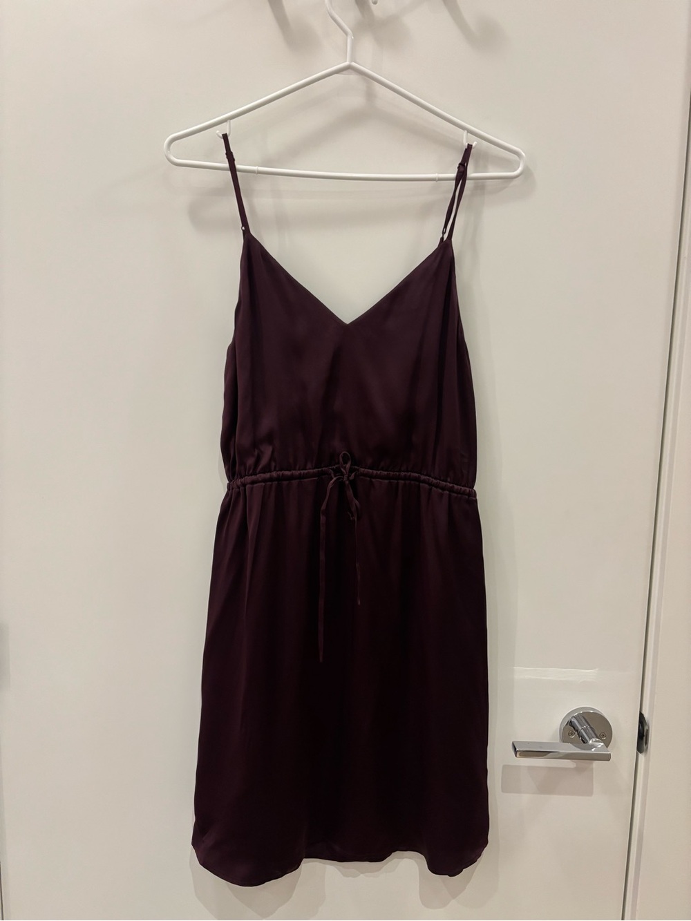 Babaton Burgundy V-Neck Slip Midi Dress 100% Silk